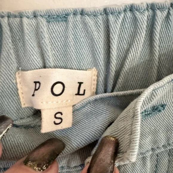 POL Dusty teal Distressed Cargo Pants with Lace Accents - Picture 10 of 15